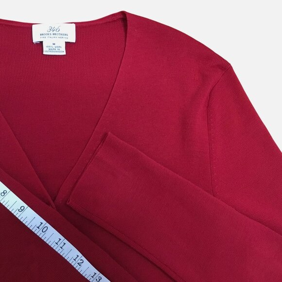 BROOKS BROTHERS 346 Fine Italian Merino Wool Cardigan M Red UK Made Classic - Picture 7 of 7